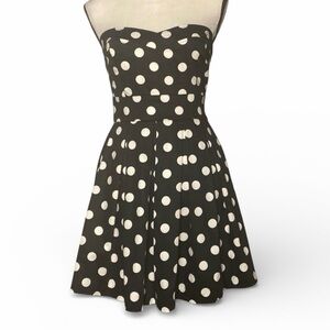 Modcloth x IXIA Strapless Fit and Flare Polka Dot Dress (Size M)